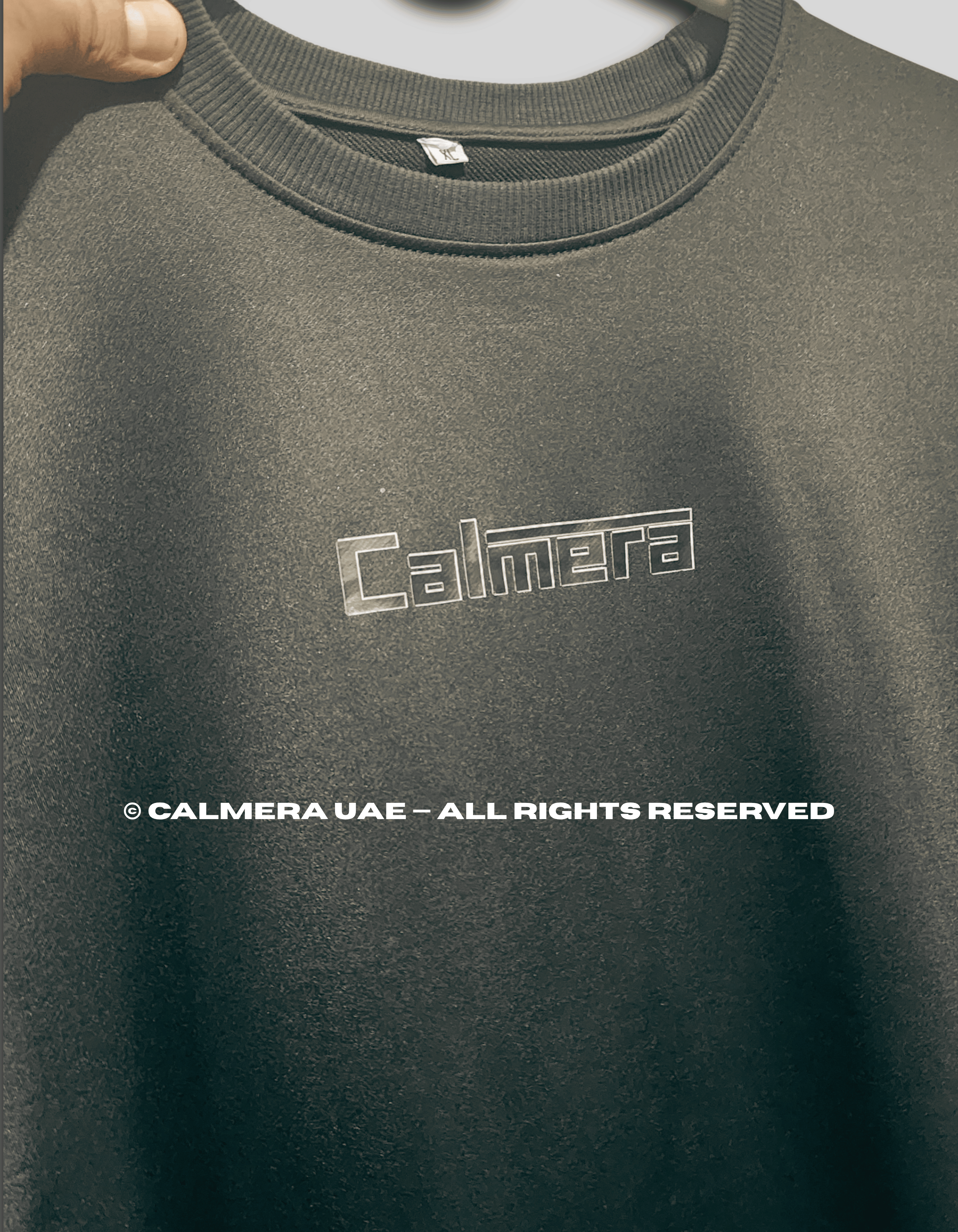 Calmera Minimalist Embossed Oversized T-Shirt – Pitch Black