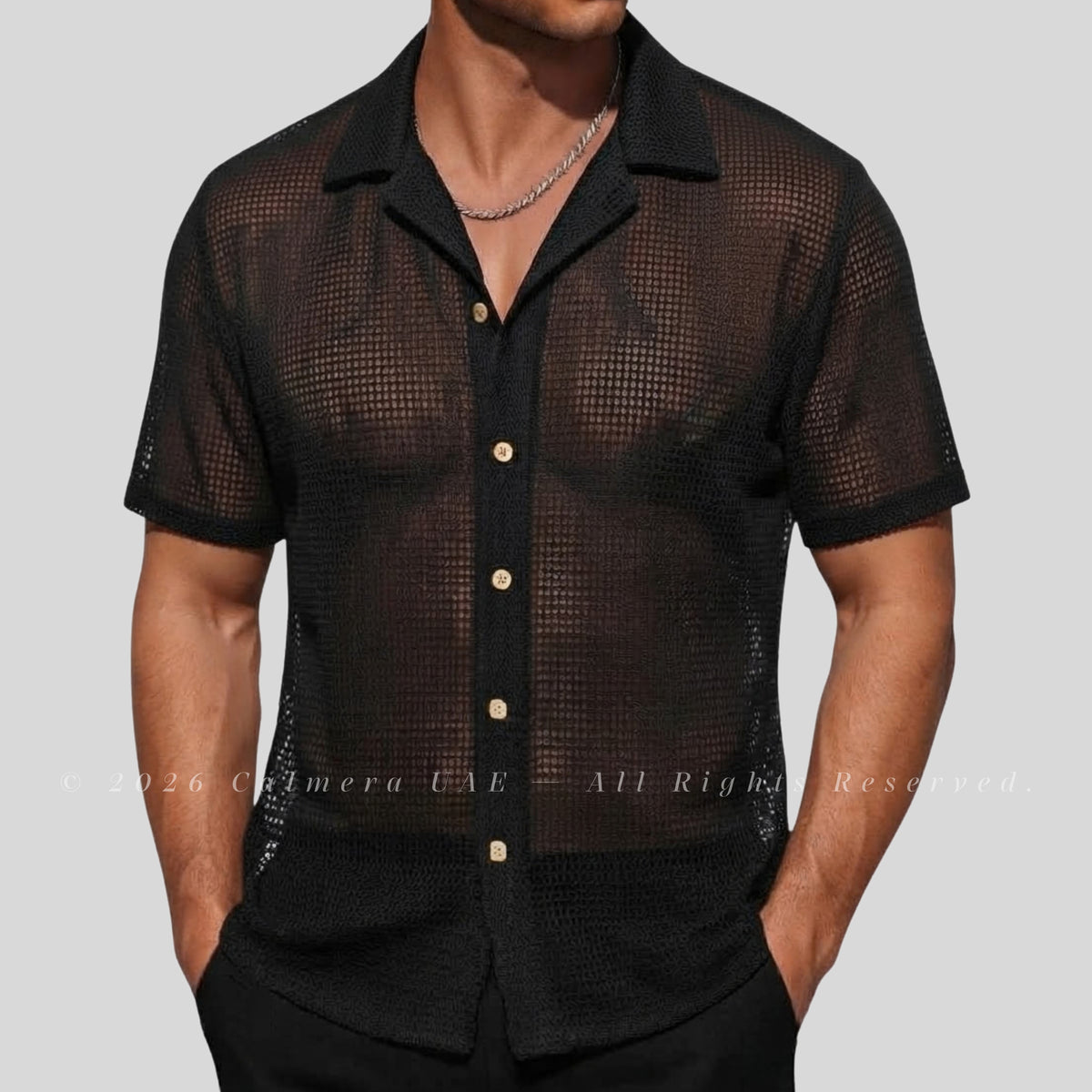 Mesh Textured Stretch Shirt
