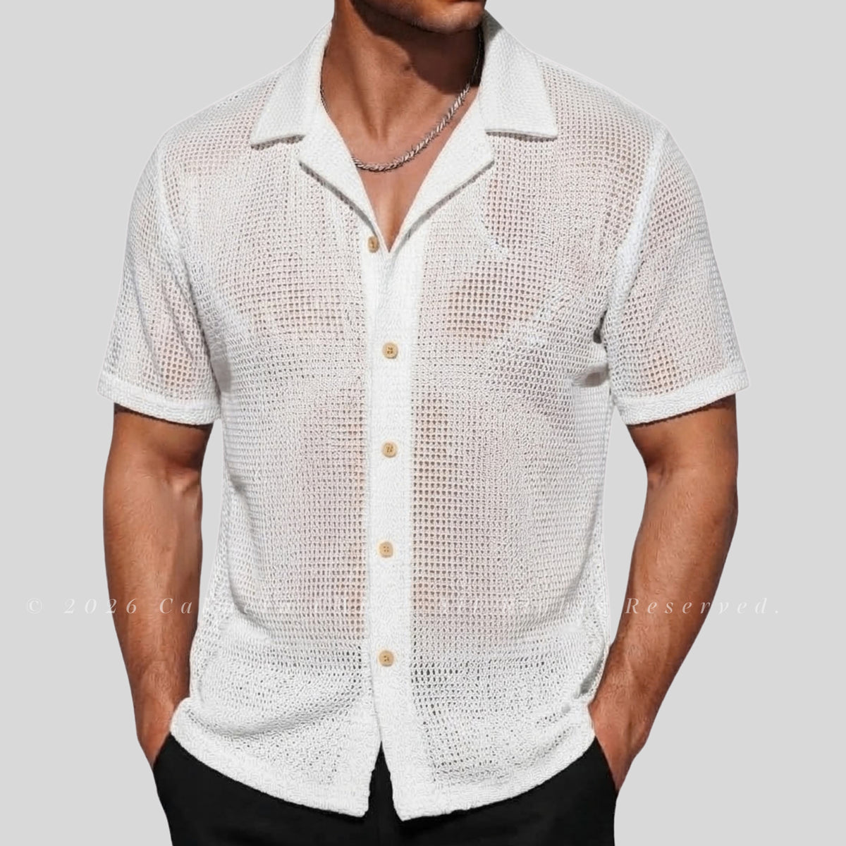 Mesh Textured Stretch Shirt