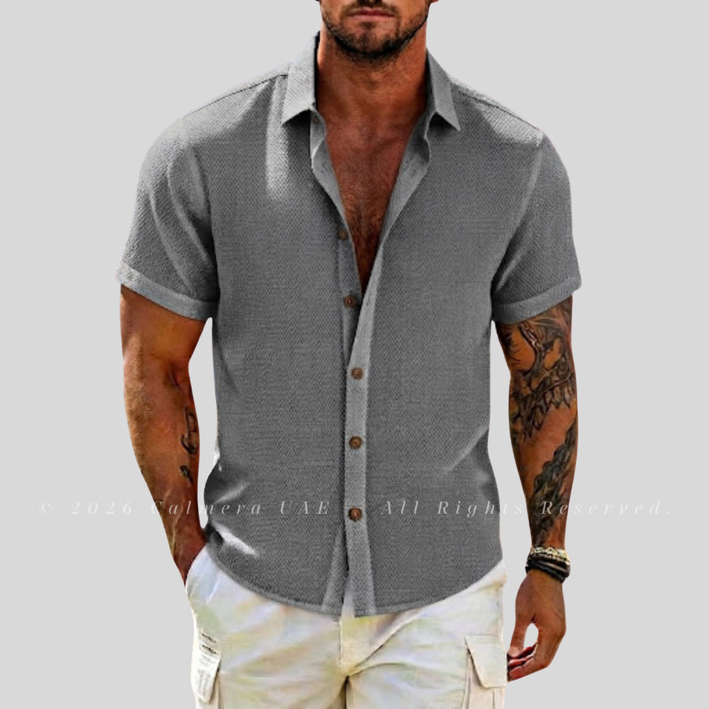 Calmera Waffle Texture Knit Shirt