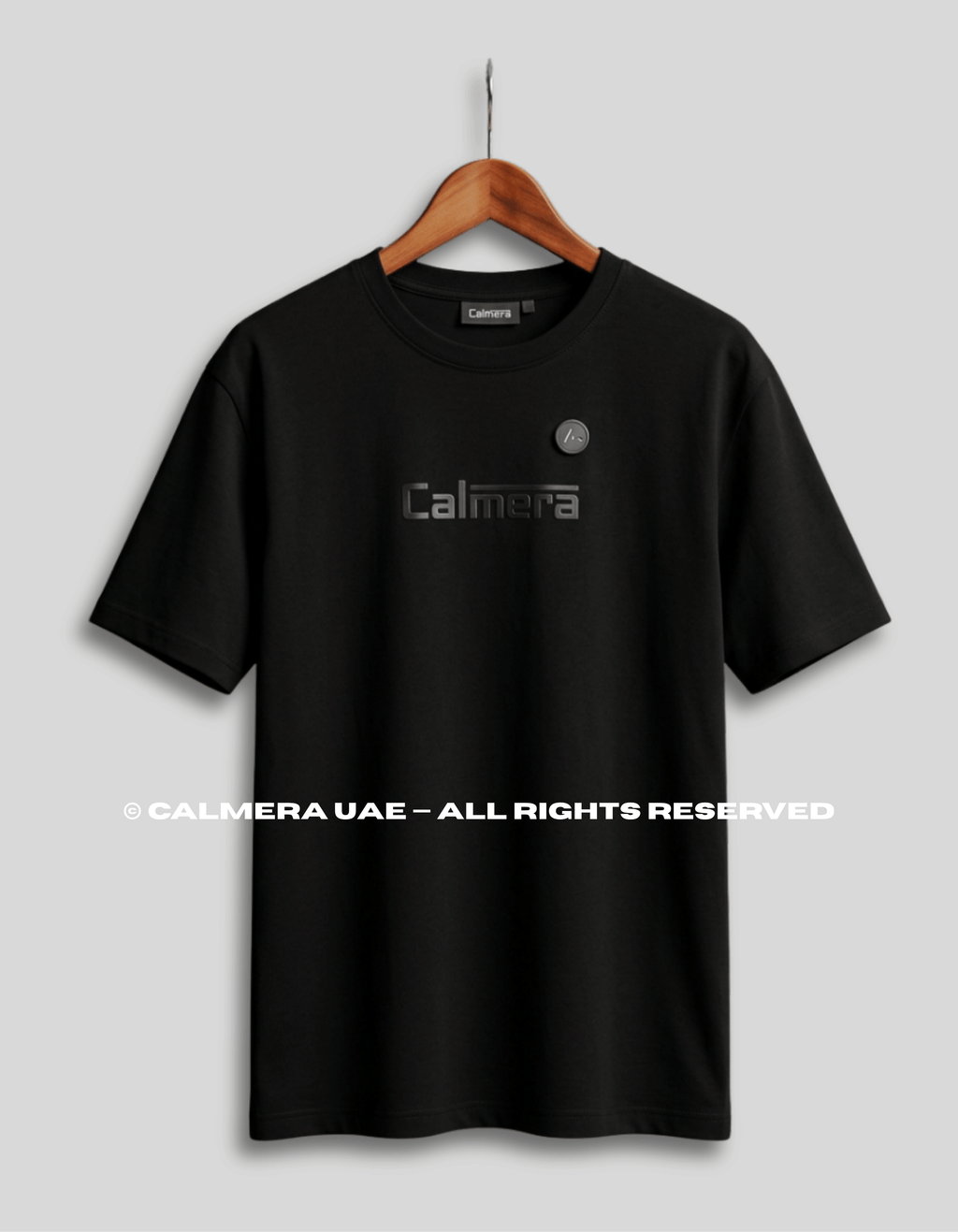 Calmera Minimalist Embossed Oversized T-Shirt – Pitch Black