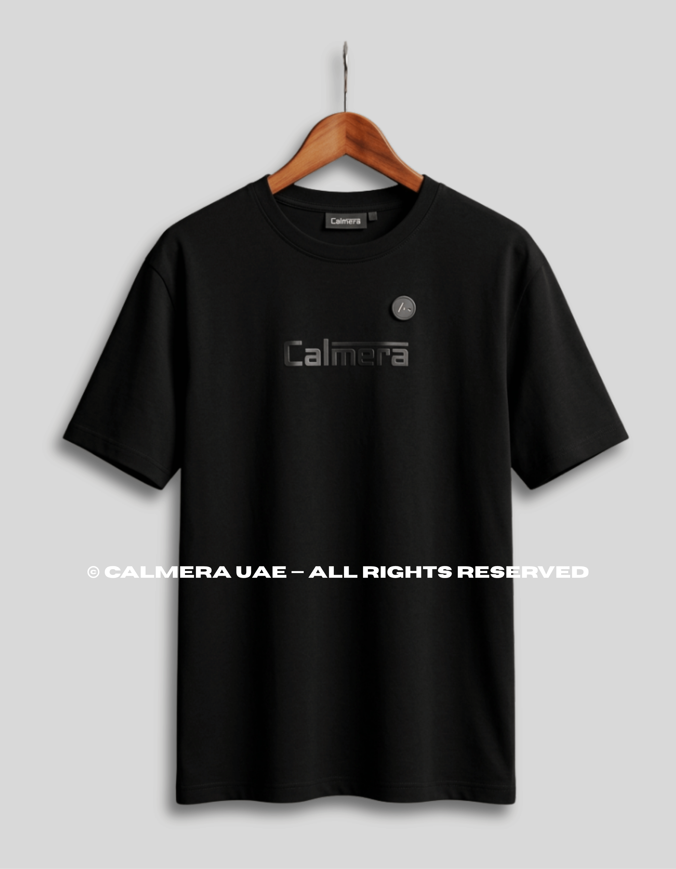 Calmera Minimalist Embossed Oversized T-Shirt – Pitch Black