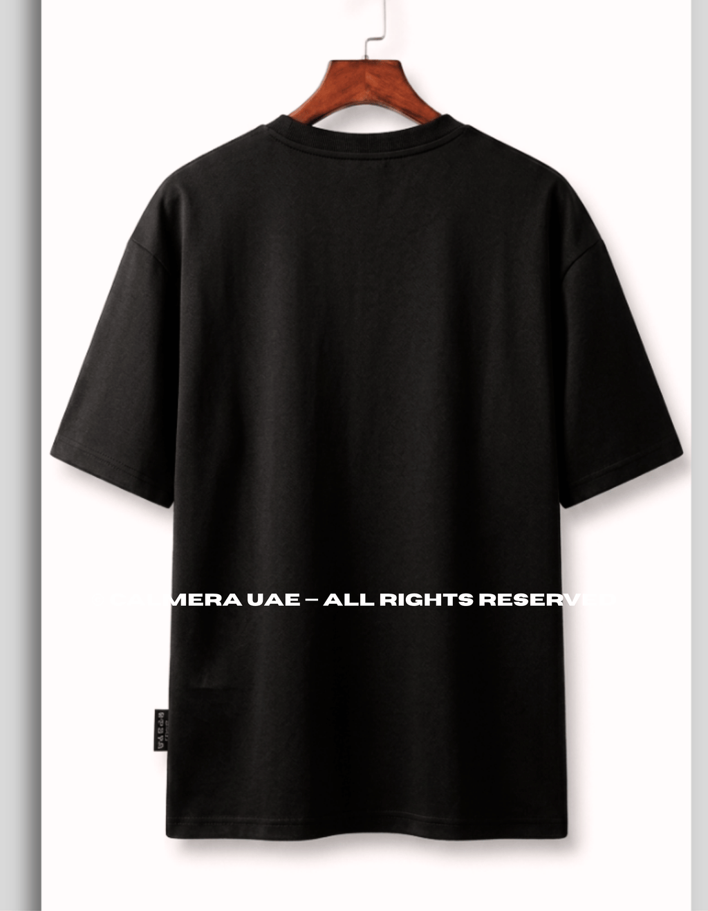Calmera Minimalist Embossed Oversized T-Shirt – Pitch Black