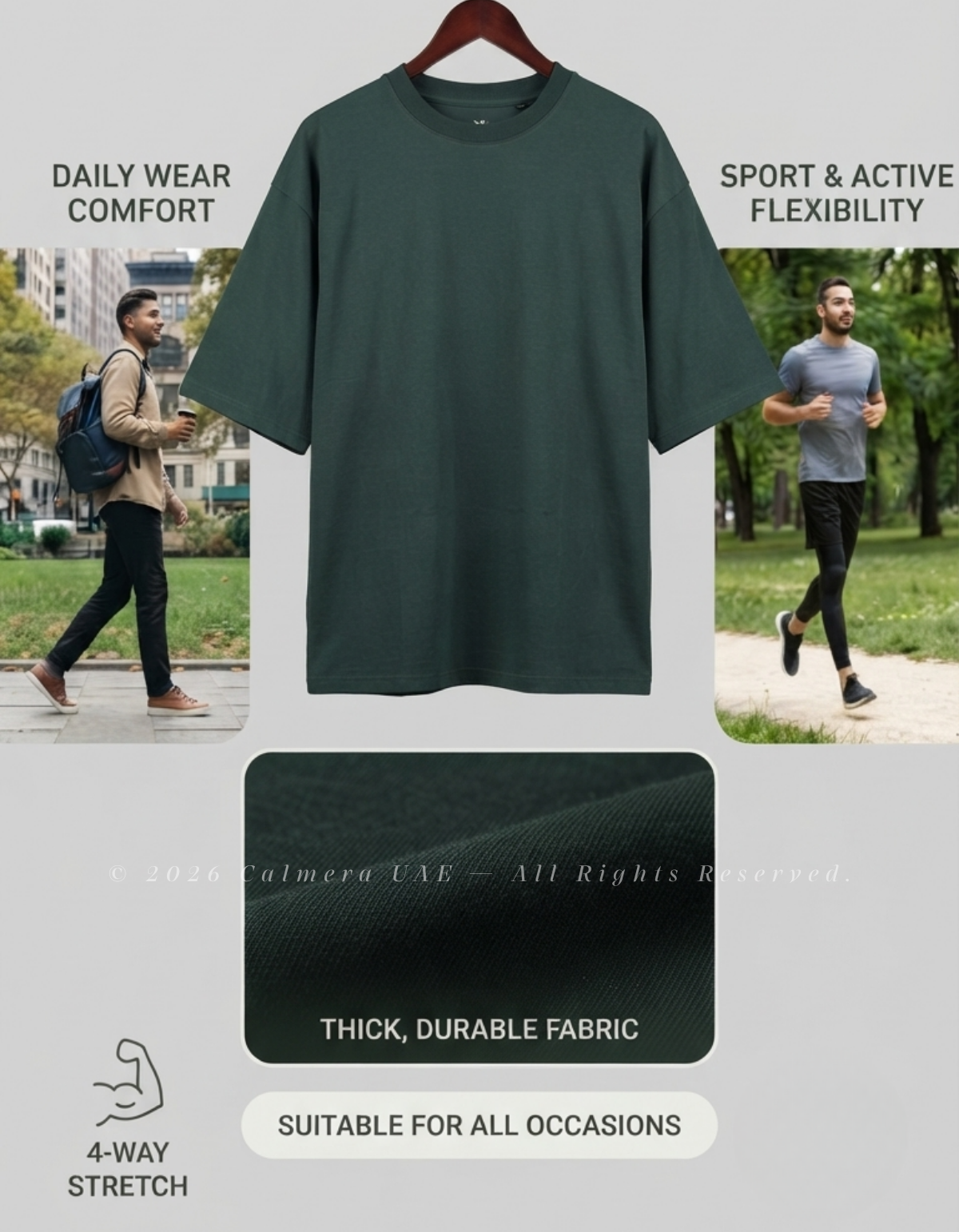 Calmera Essential Oversized Tee – Forest Green