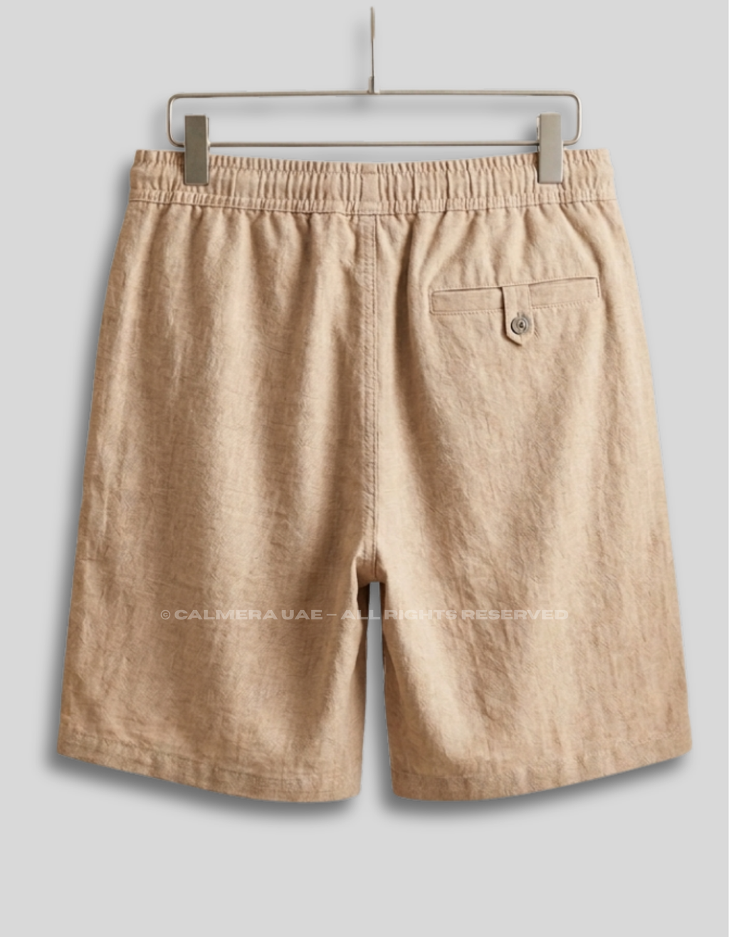 Beige Linen Drawstring Shorts