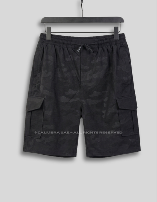 Black cargo shorts for men by Calmera UAE