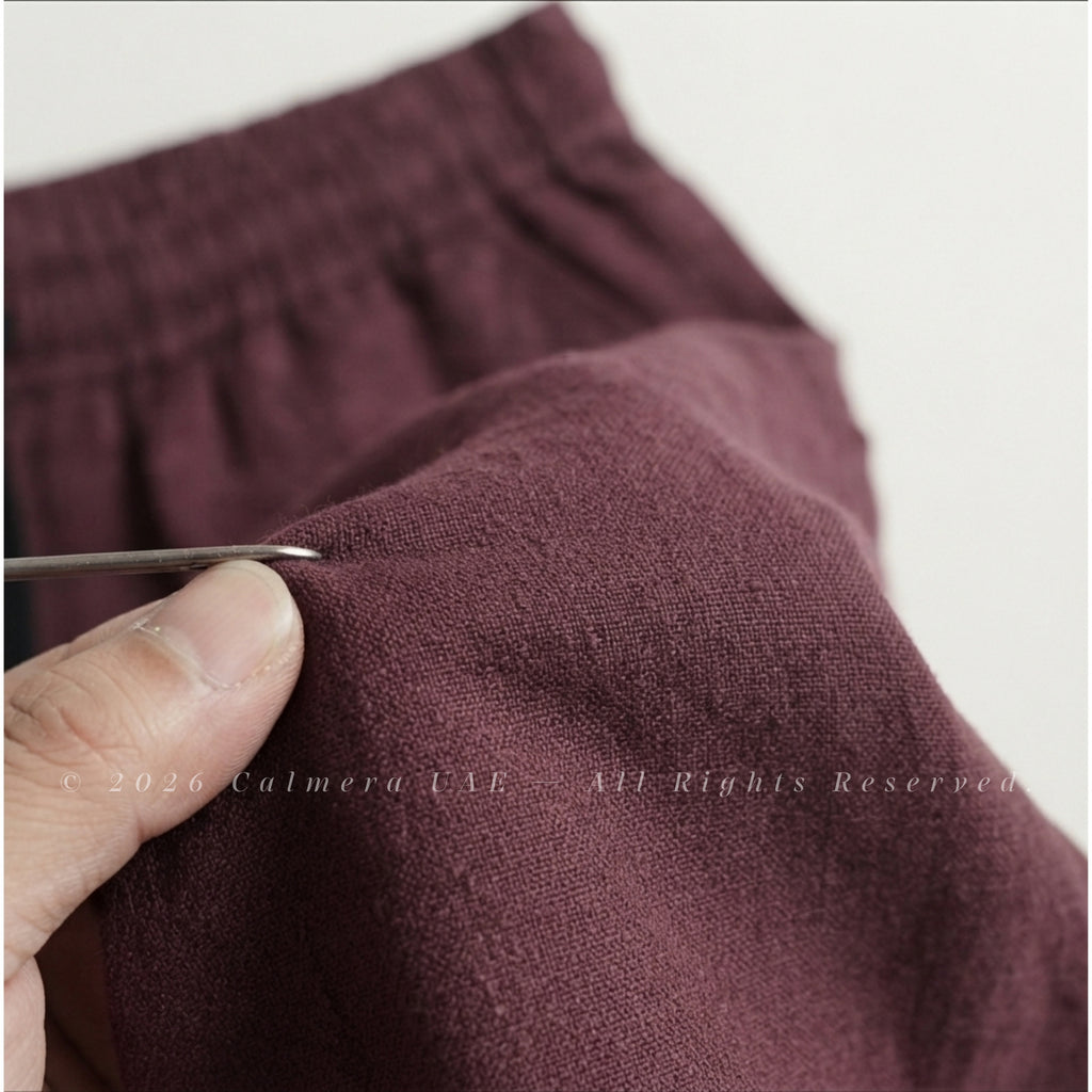 Calmera Linen Shorts – Maroon