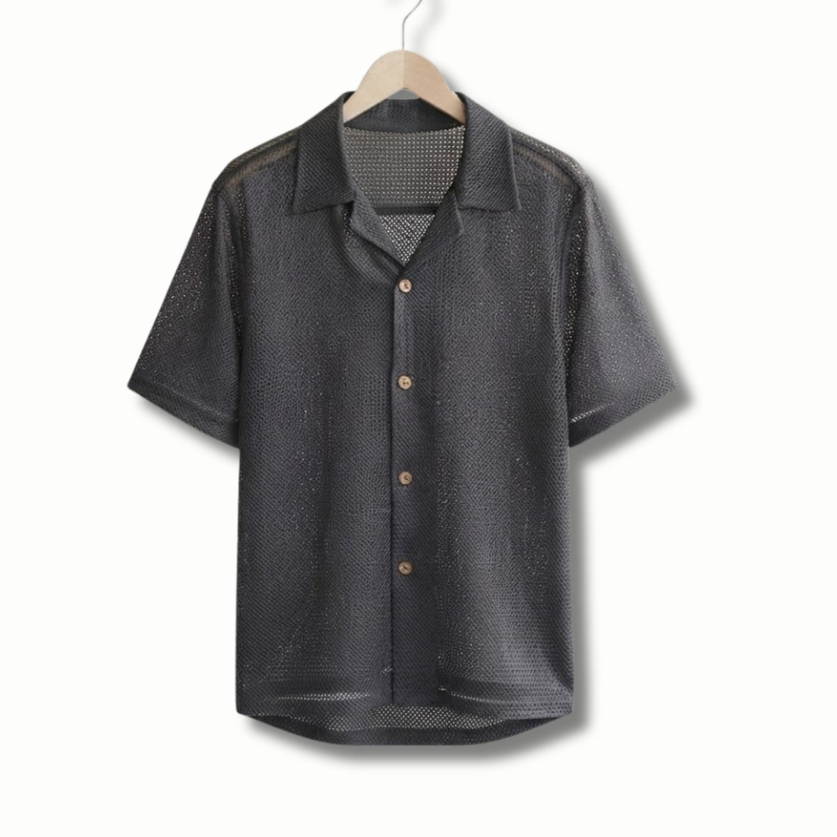 Mesh Textured Stretch Shirt