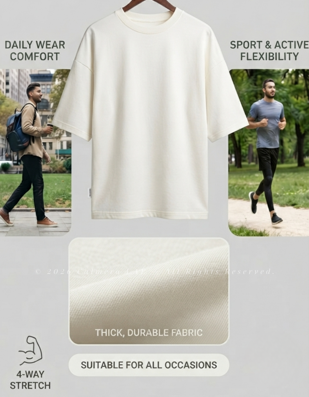 Calmera Essential Oversized Tee – Chalk White